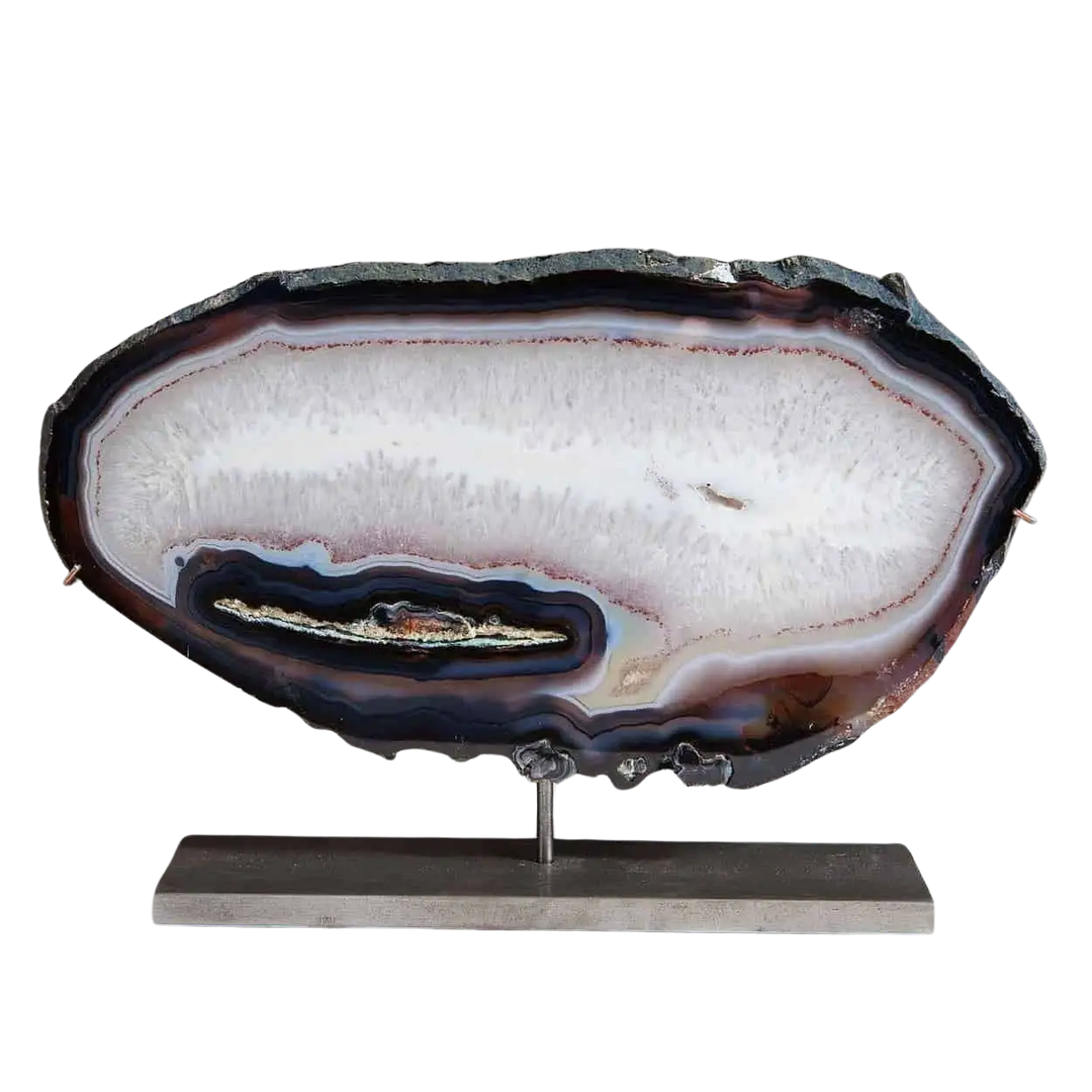 Mounted Brazilian polished agate slice