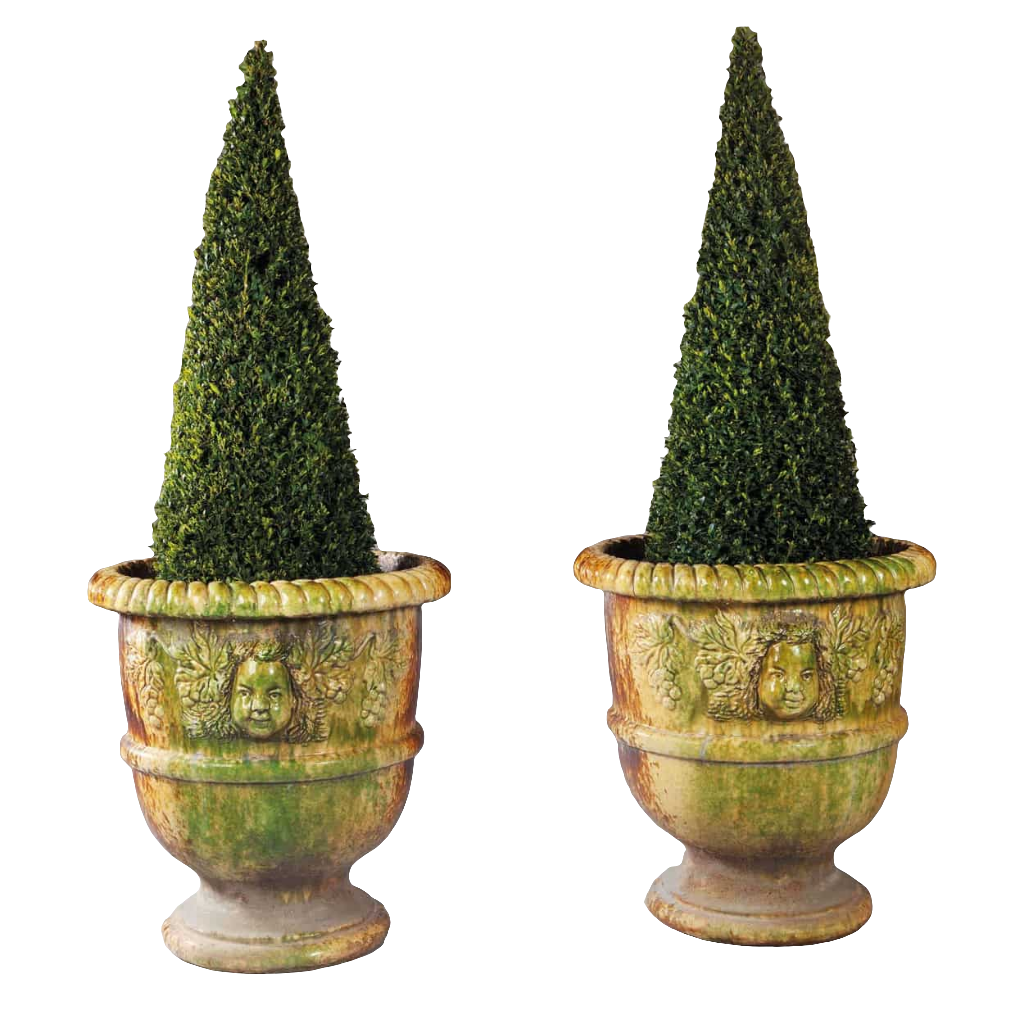 Pair Of Italian Large Glazed Terracotta Garden pots