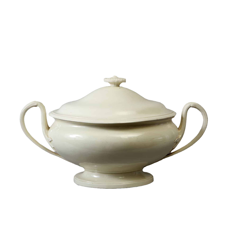 19th Century French Oval Creamware Tureen and Cover