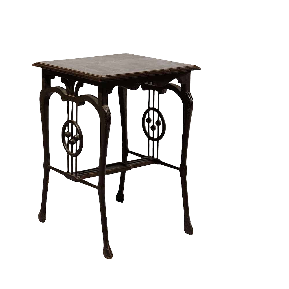 Indian Art Nouveau Music Room Table – Calcutta School with curved legs and stylized musical ornament, circa 1910.
