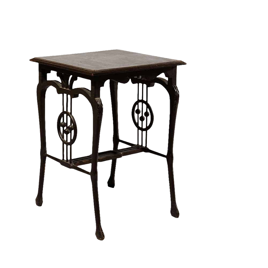 Indian Art Nouveau Music Room Table – Calcutta School with curved legs and stylized musical ornament, circa 1910.