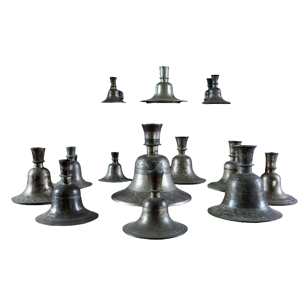 Collection of 13 Indian Metal Hookah Bases