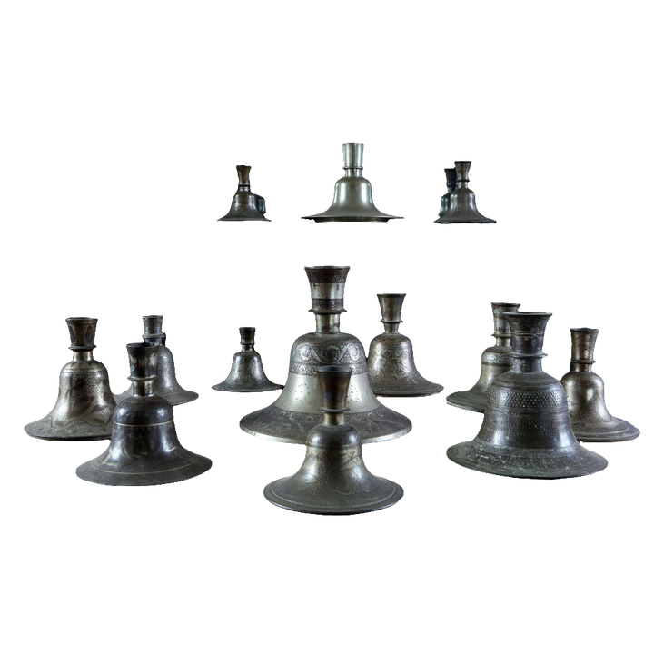 Collection of 13 Indian Metal Hookah Bases