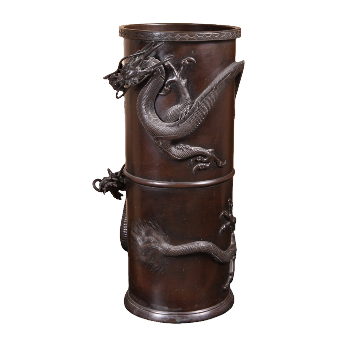 Japanese Meiji Bronze Dragon Stick Stand