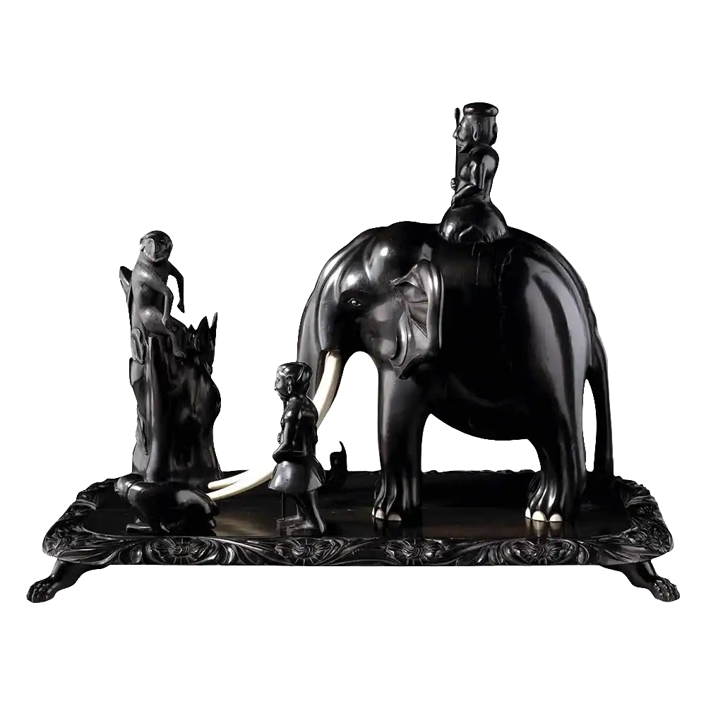 Indian Ebony Carved Group