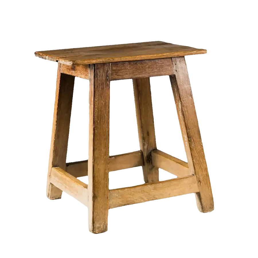 19th Century Indian teak stool with flared legs and aged patina from Collection EE30, circa 1900 craftsmanship