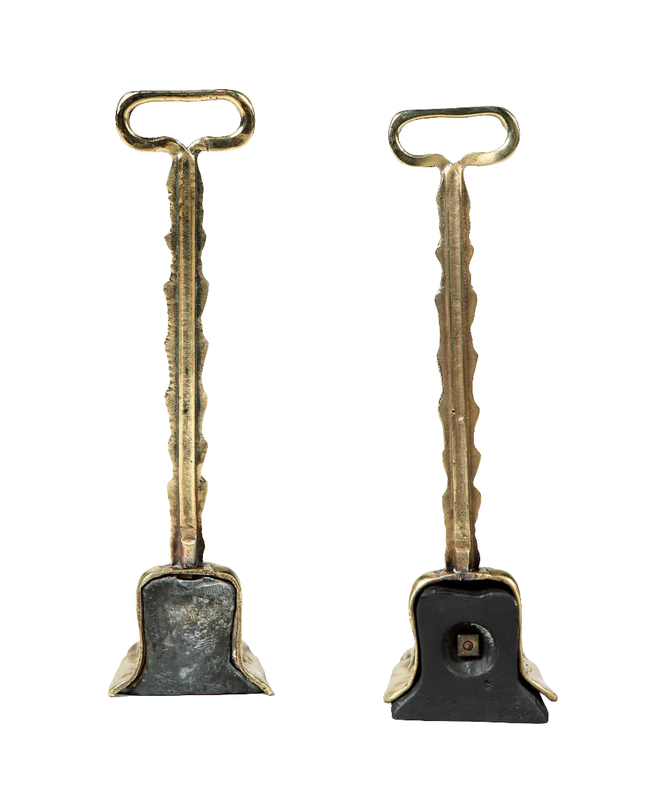 Pair of 19th century weighted hairy paw brass door porters