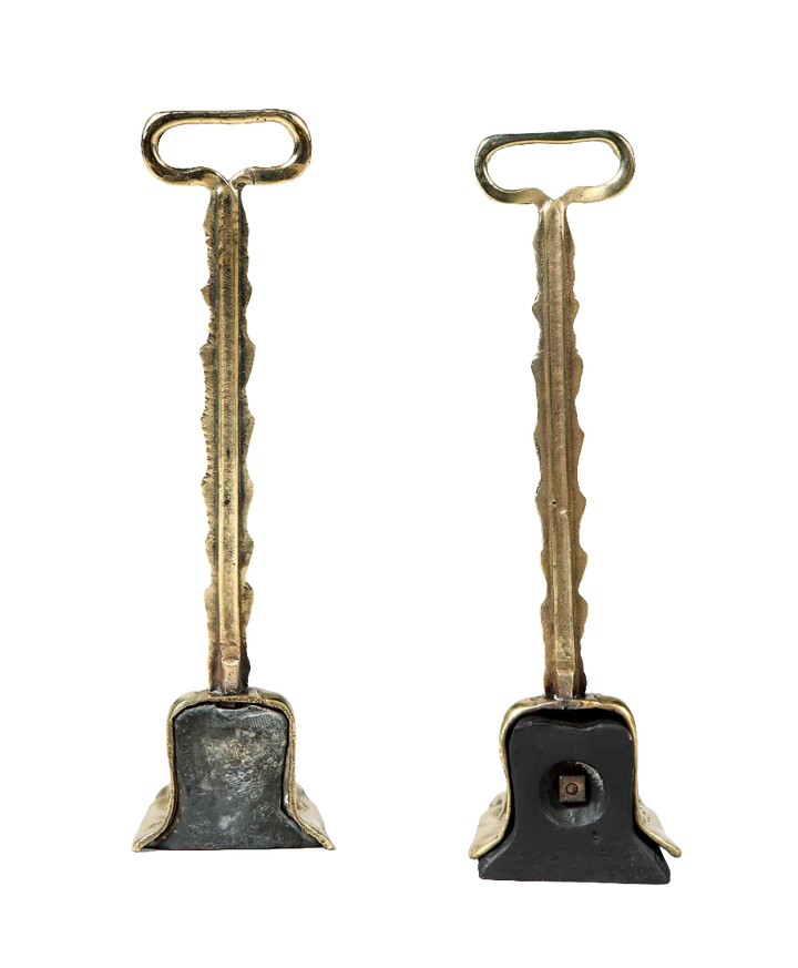 Pair of 19th century weighted hairy paw brass door porters