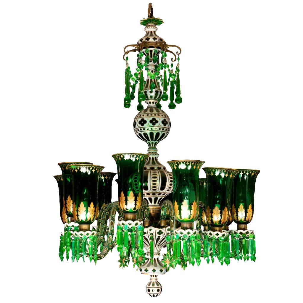 12 -Light Emerald Green Chandelier by F. & C Osler