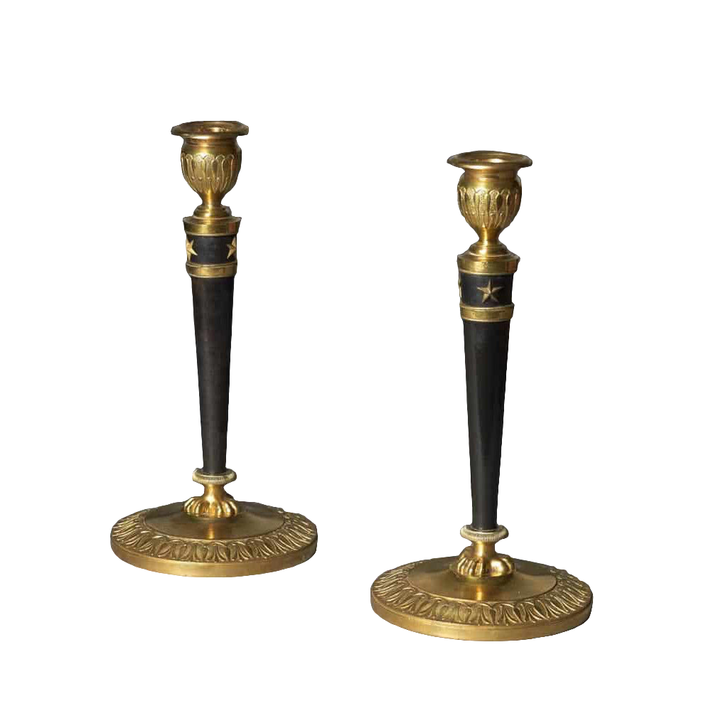 Pair of Bronze and Ormolu Candlesticks