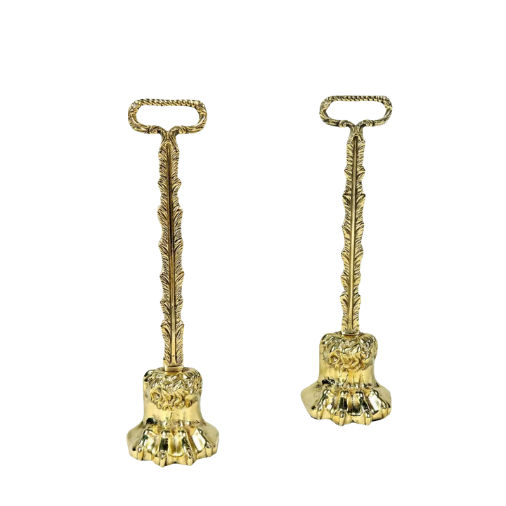 Pair of 19th century weighted hairy paw brass door porters