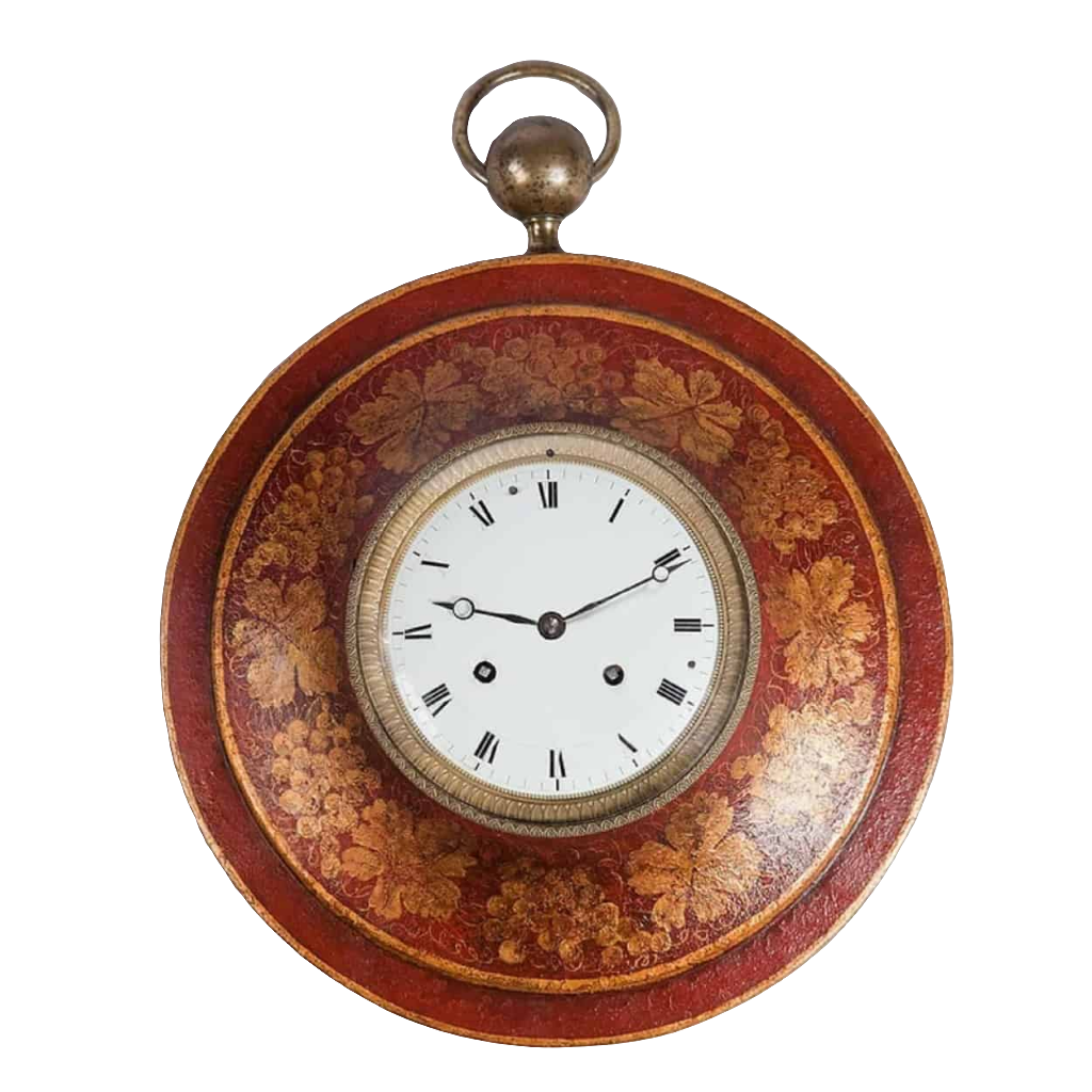 A Red Tole Charles X Bullseye Wall Clock