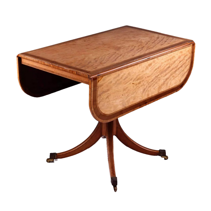 George III Sheraton Satinwood Occasional Table with D-end drop panels and boxwood ebony stringing circa 1790 England