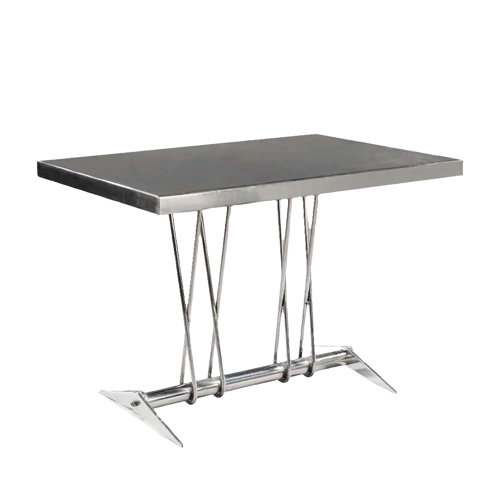 French Modernist Polished Steel Centre Table – Jean Prouve with sleek metal base and rectangular top circa 1950 France.