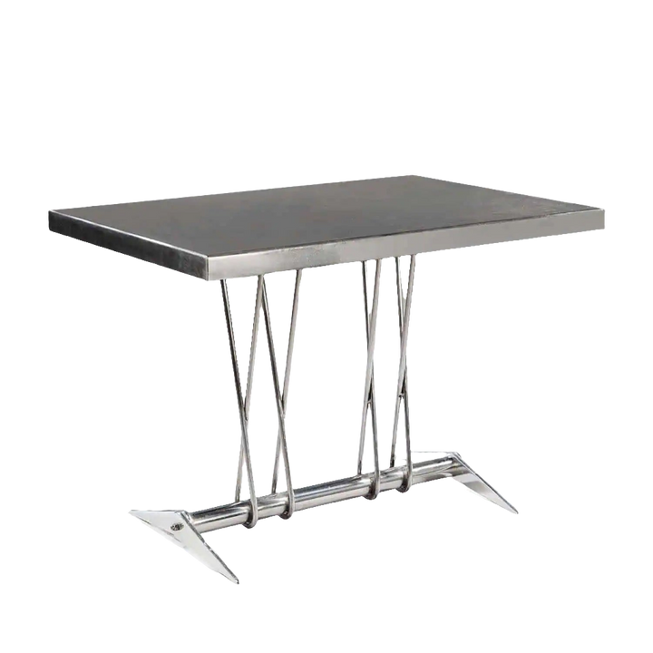 French Modernist Polished Steel Centre Table – Jean Prouve with sleek metal base and rectangular top circa 1950 France.