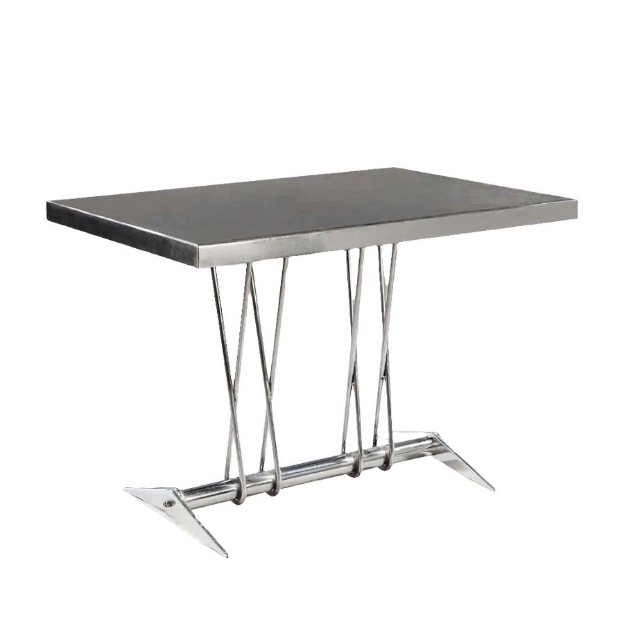 French Modernist Polished Steel Centre Table – Jean Prouve with sleek metal base and rectangular top circa 1950 France.