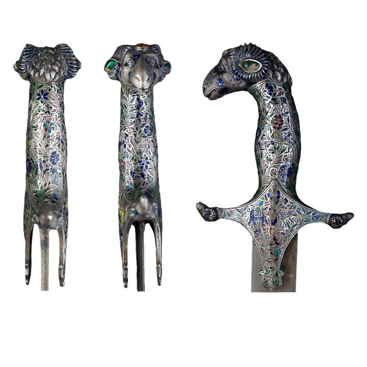 Indian shamshir with Lucknow enamel hilt