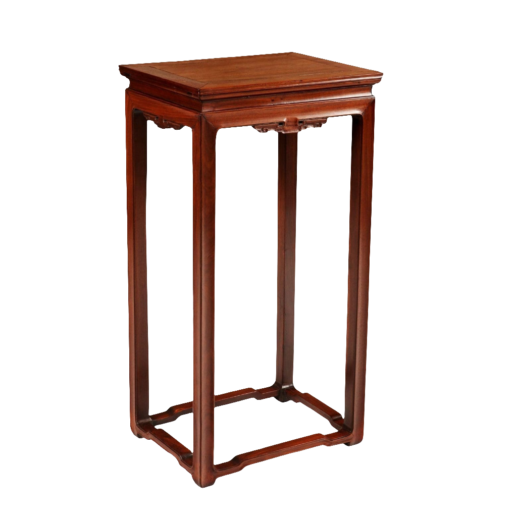 HUANGHUALI INCENSE STAND mid-Qing Dynasty carved rectangular wood incense stand with elegant legs and base stretchers.