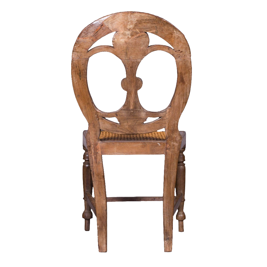 19th century Goan side chair with pierced oval back and cane seat by Nicholas Wells Antiques, circa 1850