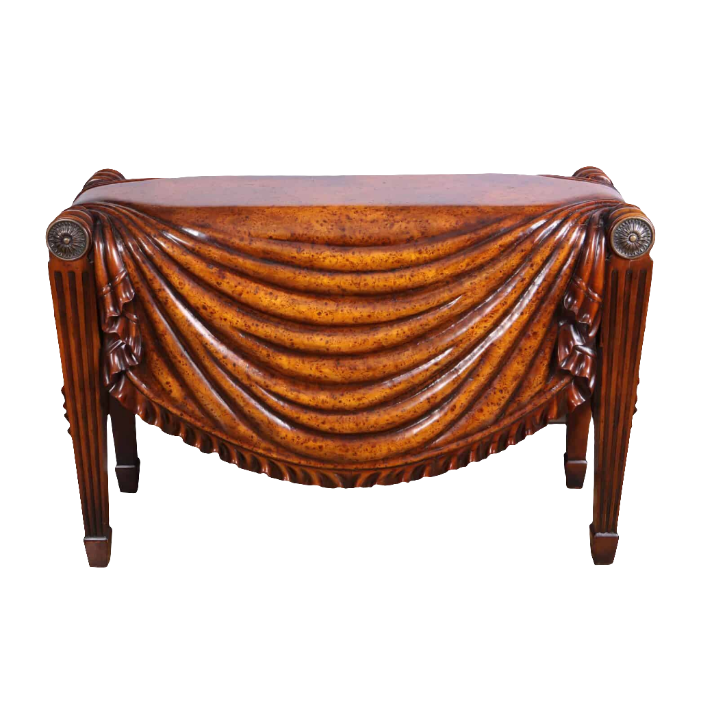 Centre Table after a Design By Charles Heathcote Tatham 20th century wooden table with draped front panel design.