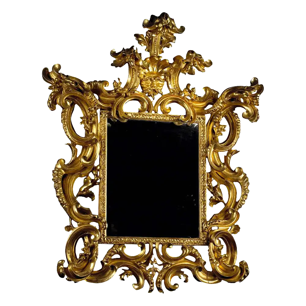Central Italian 17th Century Baroque Giltwood Mirror 161x136cm