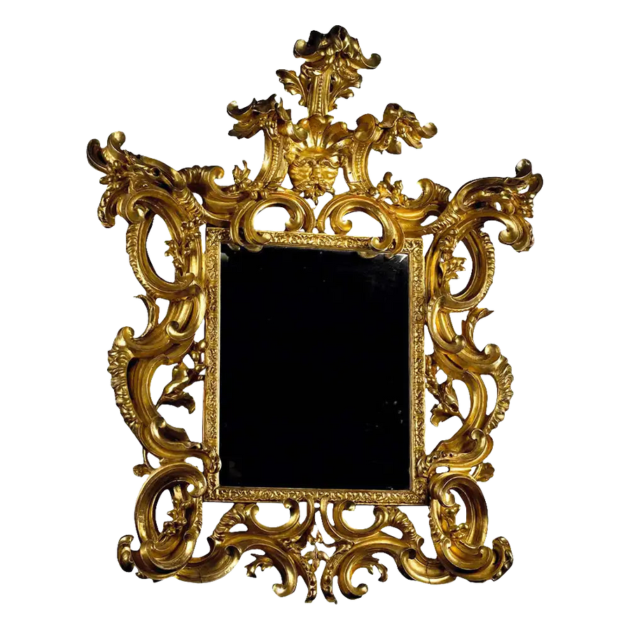 Central Italian 17th-century Baroque giltwood mirror by Nicholas Wells Antiques with ornate carved gilded frame