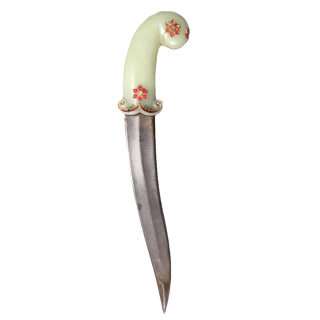 Mughal Jewelled Jade-Hilted Khanjar Dagger