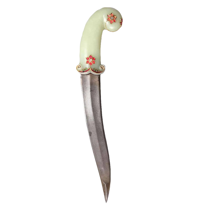 Mughal Jewelled Jade-Hilted Khanjar Dagger