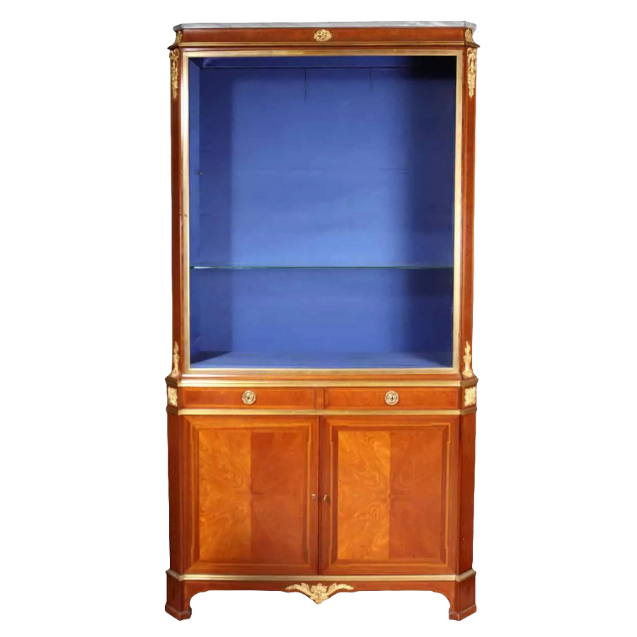 Late 19th century Napoleon III French vitrine cabinet by Nicholas Wells Antiques with tulipwood veneers and gilt bronze details