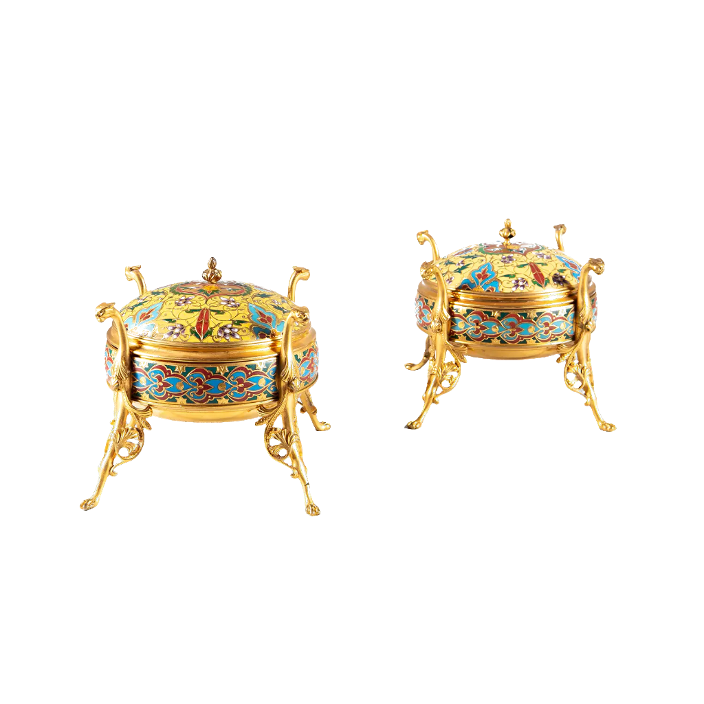 Enamel Drageoirs by F. Barbedienne | Pair