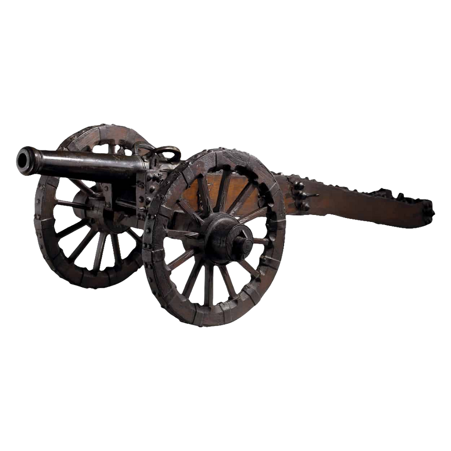 18th century bronze field gun with wooden carriage and iron mounts by Nicholas Wells Antiques