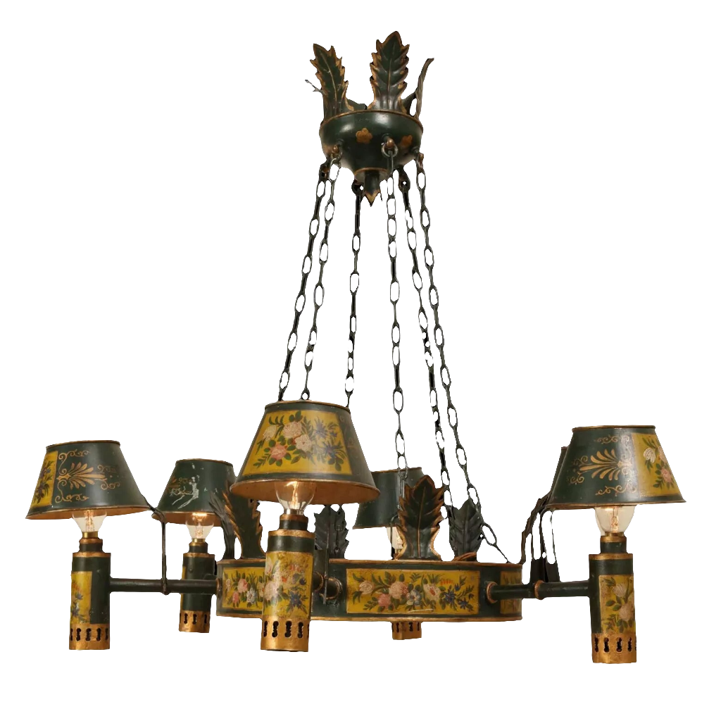 Napoleon III Six Light Tôle Chandelier