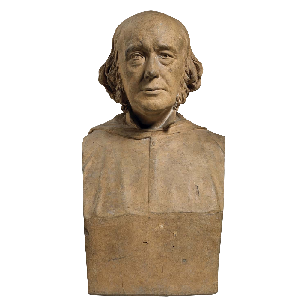 Terracotta bust of William Ewart Gladstone FRS FSS, circa 1870, 32 cm tall detailed sculpture from England.