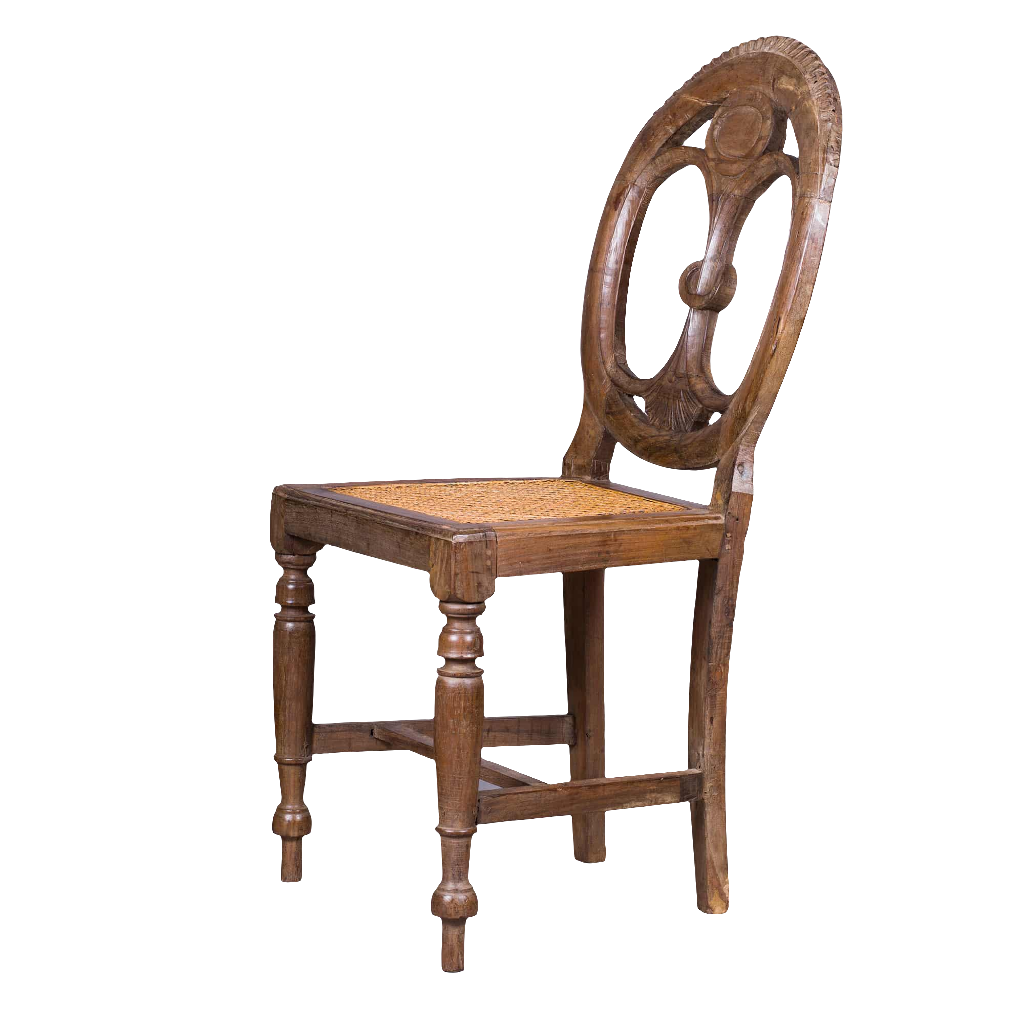 19th century Goan side chair with oval pierced back and caned seat by Nicholas Wells Antiques