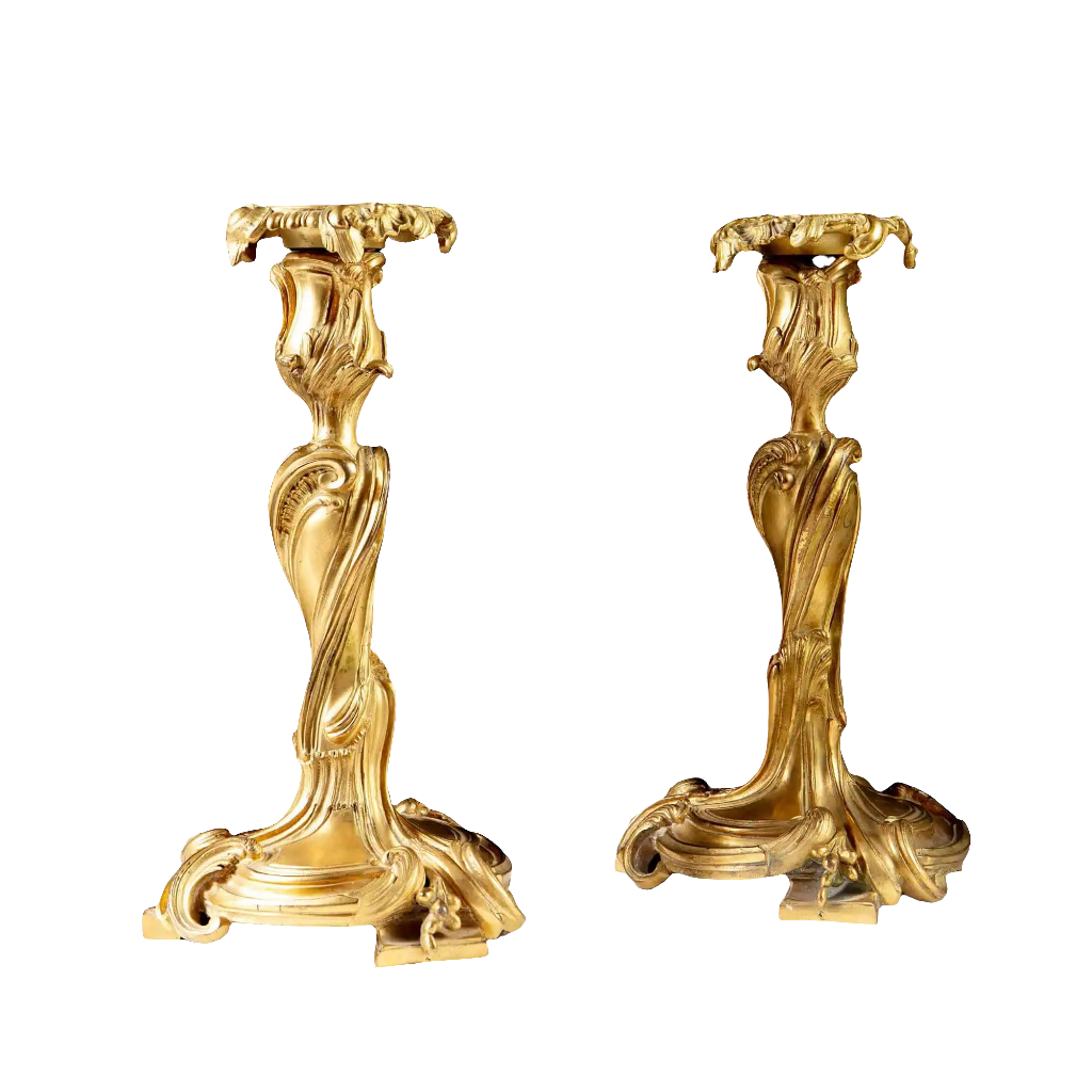 Pair of 19th Century Louis XV Ormolu Candlesticks