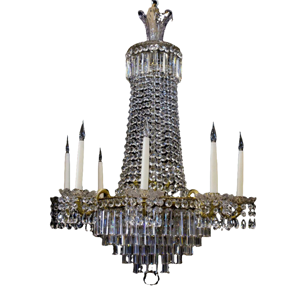 8 light Regency Tent and Waterfall Chandelier