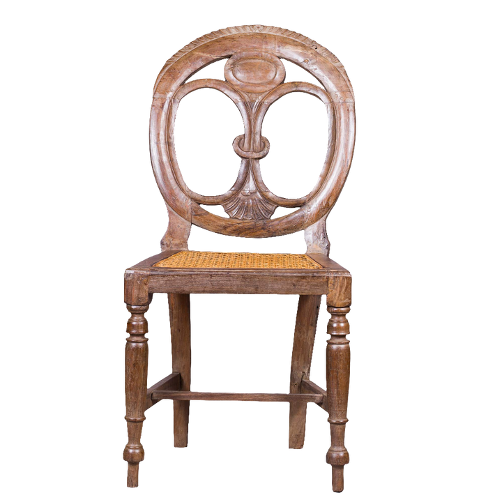 Single 19th century Goan side chair with pierced oval back and cane seat from Nicholas Wells Antiques
