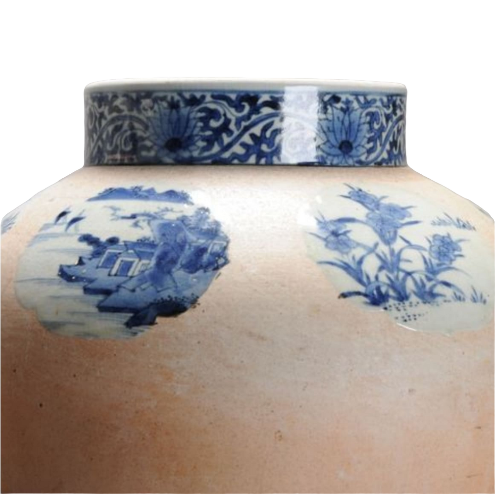 Early 18th century Arita porcelain vase with unfinished cobalt blue and white design from Collection EE20
