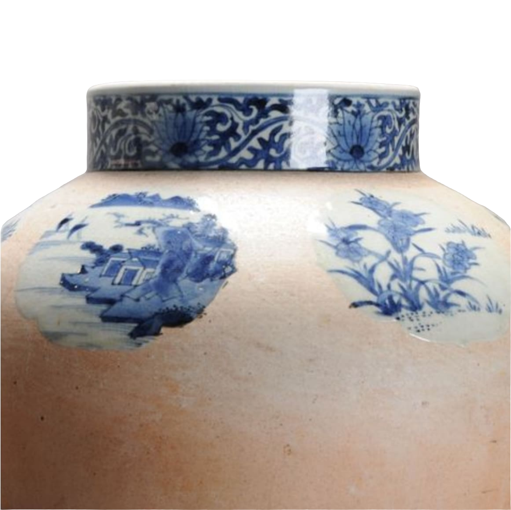 Early 18th century Arita porcelain vase with unfinished cobalt blue and white design from Collection EE20