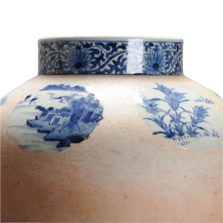 Early 18th century Arita porcelain vase with unfinished cobalt blue and white design from Collection EE20