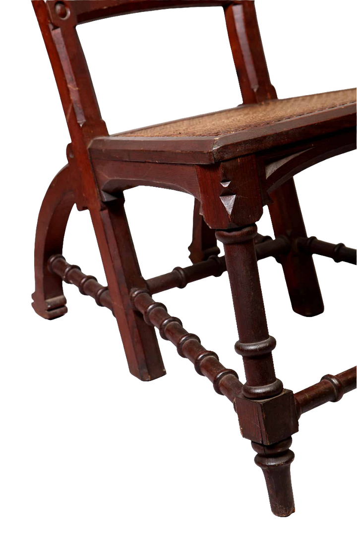 Close-up of a late 19th-century Spanish Barcelona Chair with hand-caned seat by Collection EE30