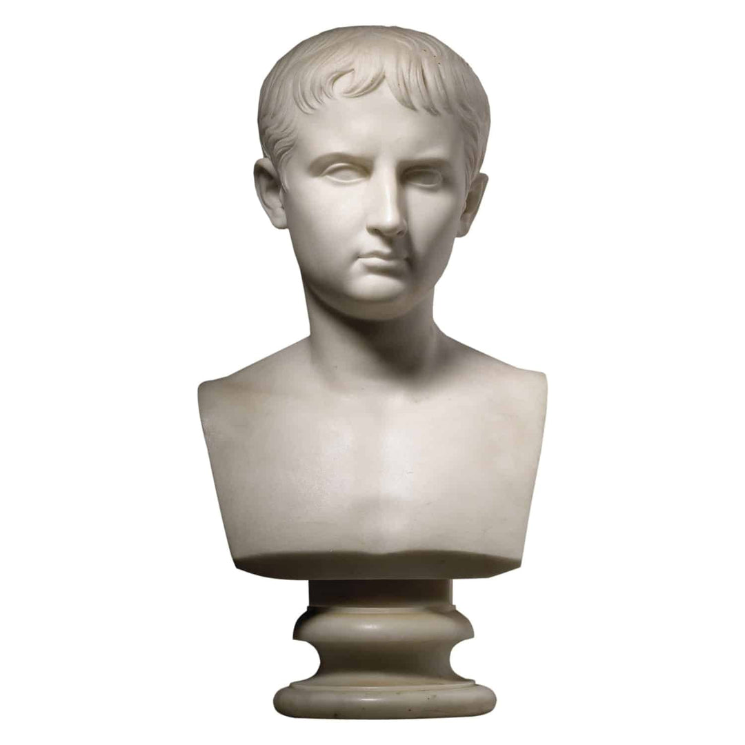 Statuary Marble Grand Tour Bust of Augustus Caesar - John A. MacDonald, 1858