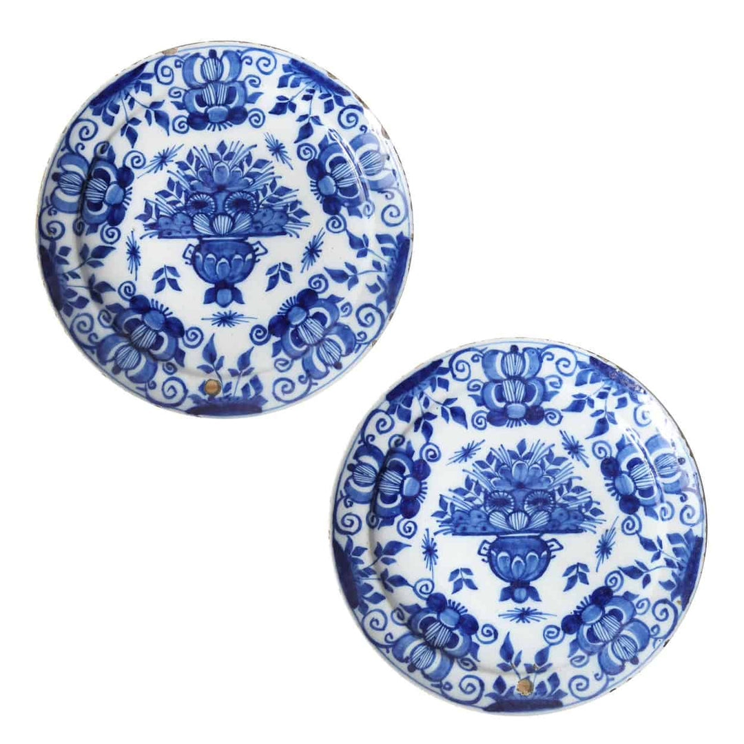 Pair of 18th Century Delft Plates