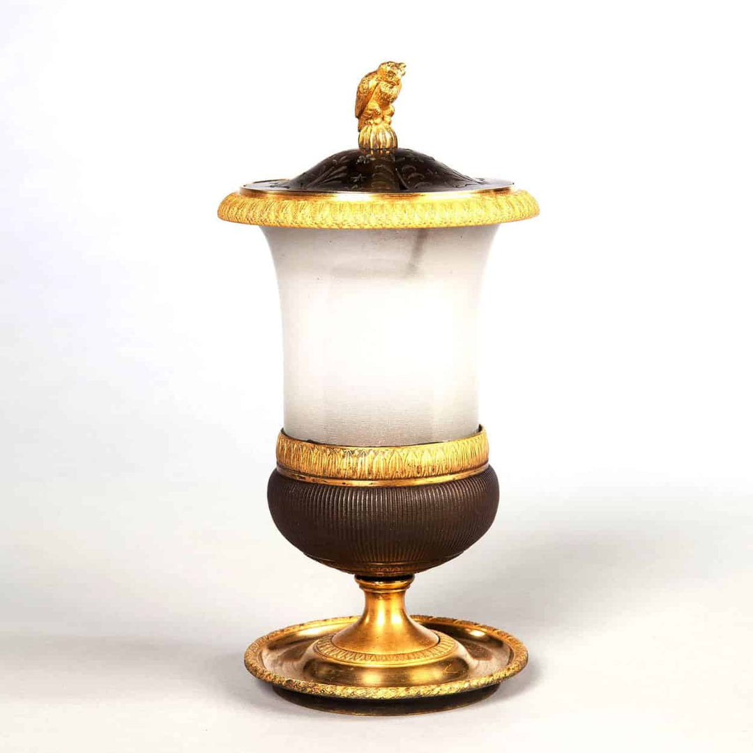French Empire Opaline And Bronze Night Light