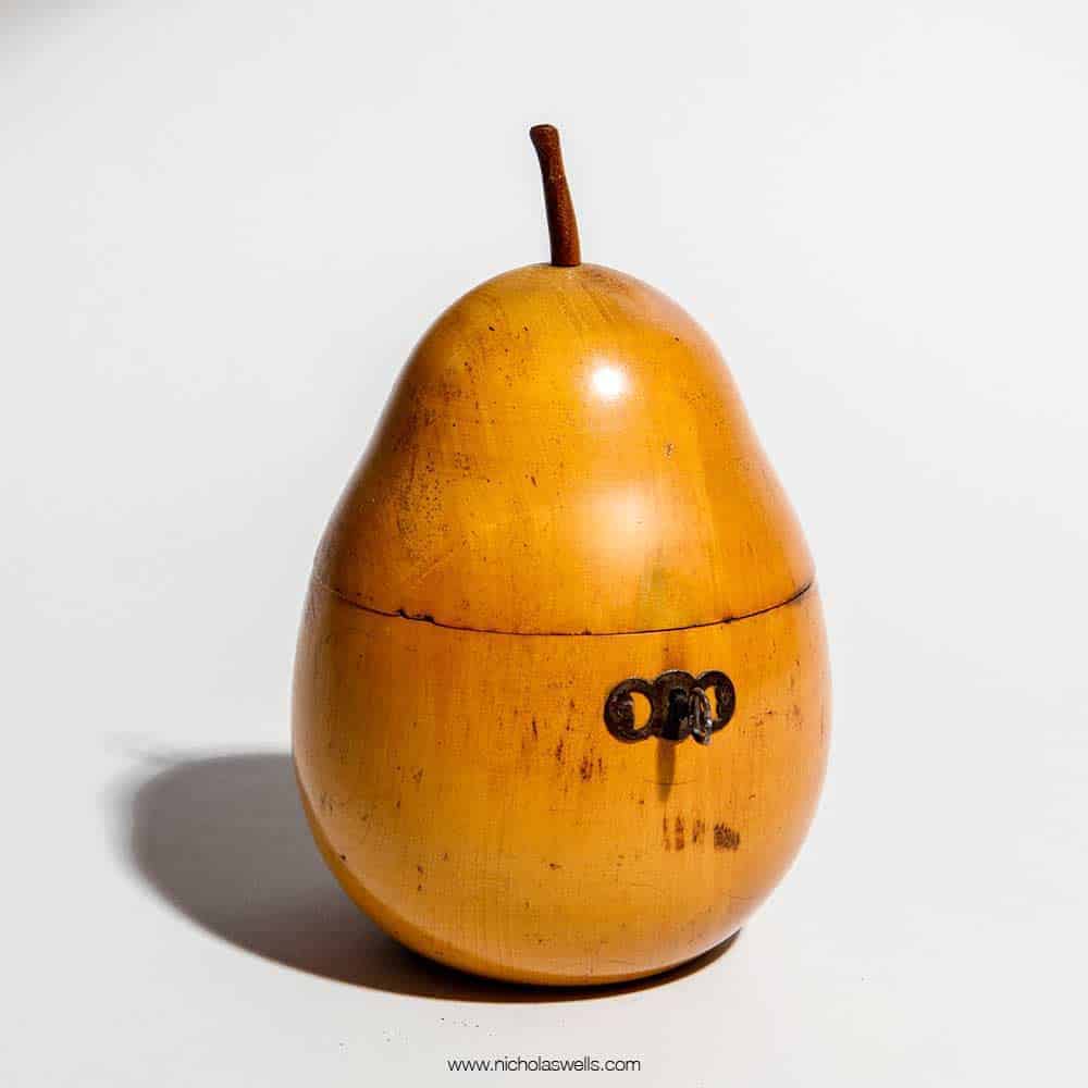 Georgian Fruitwood Tea Caddy In The Form Of A Pear