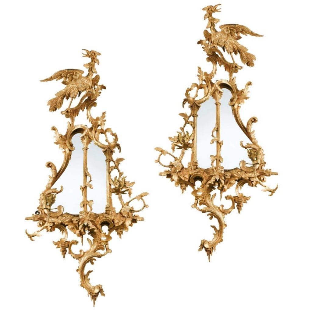 PAIR OF CHIPPENDALE STYLE CARVED GIRANDOLES