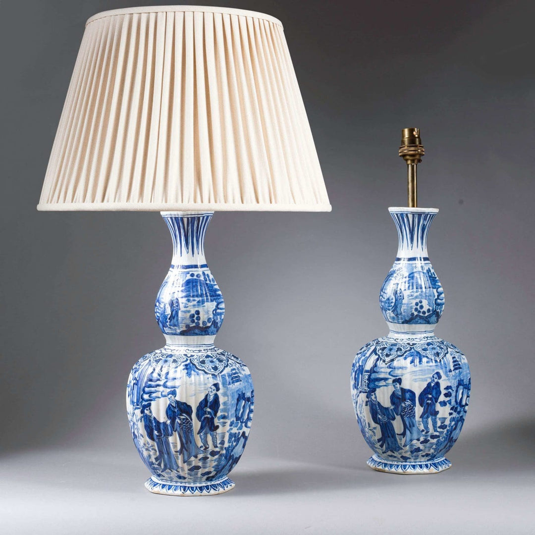Pair of Dutch Delft Knobble Vases as Table Lamps