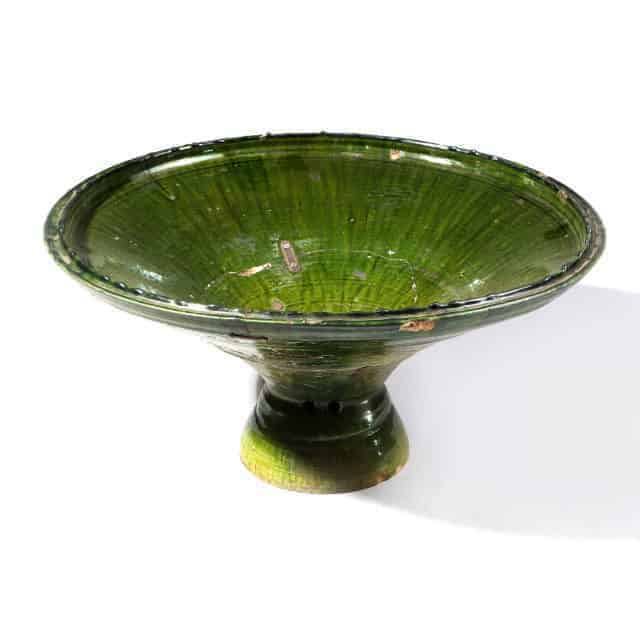 Large Scale Green Glazed North African Dish