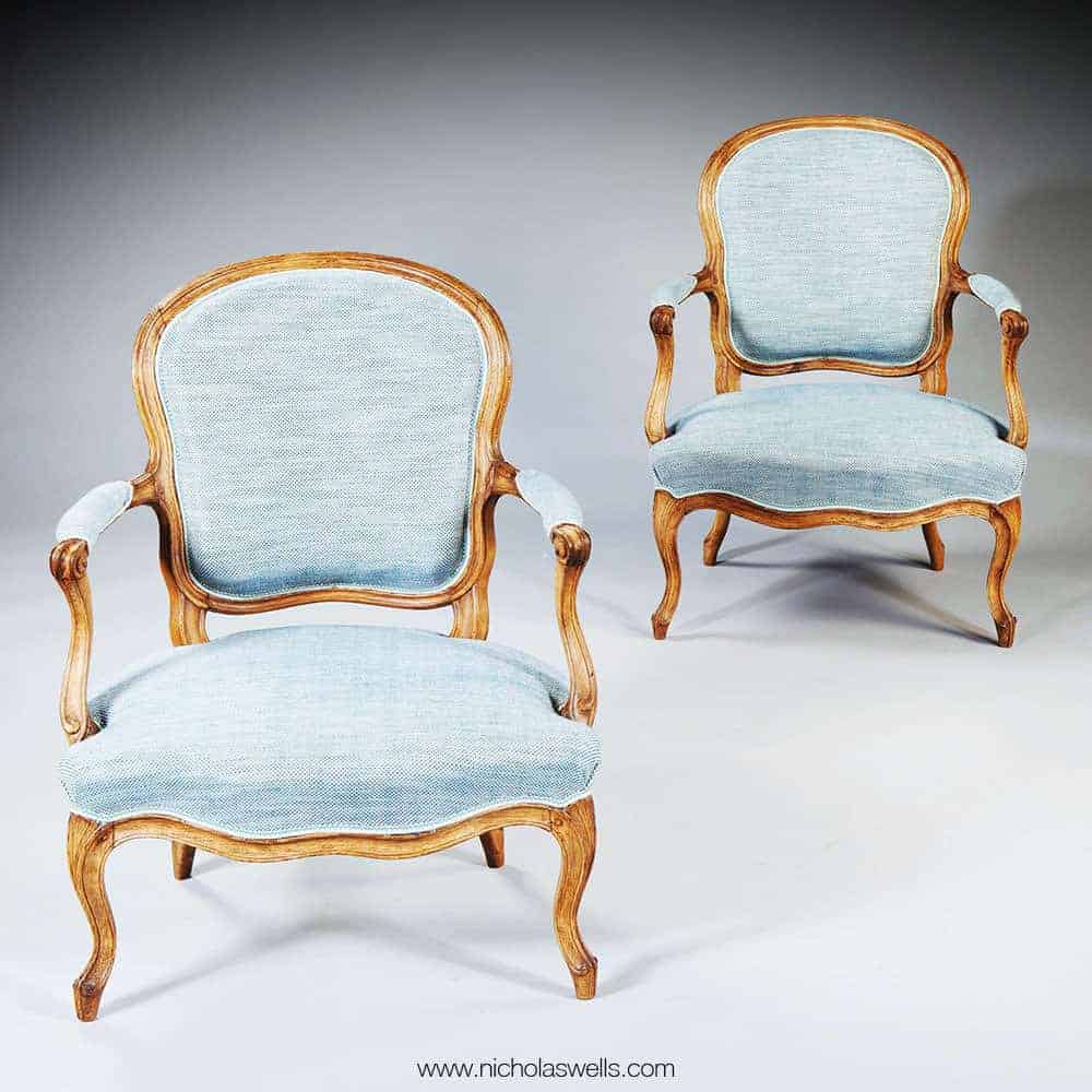 A Pair Of French Louis XV Rococo Fauteuils Stamped Pothier