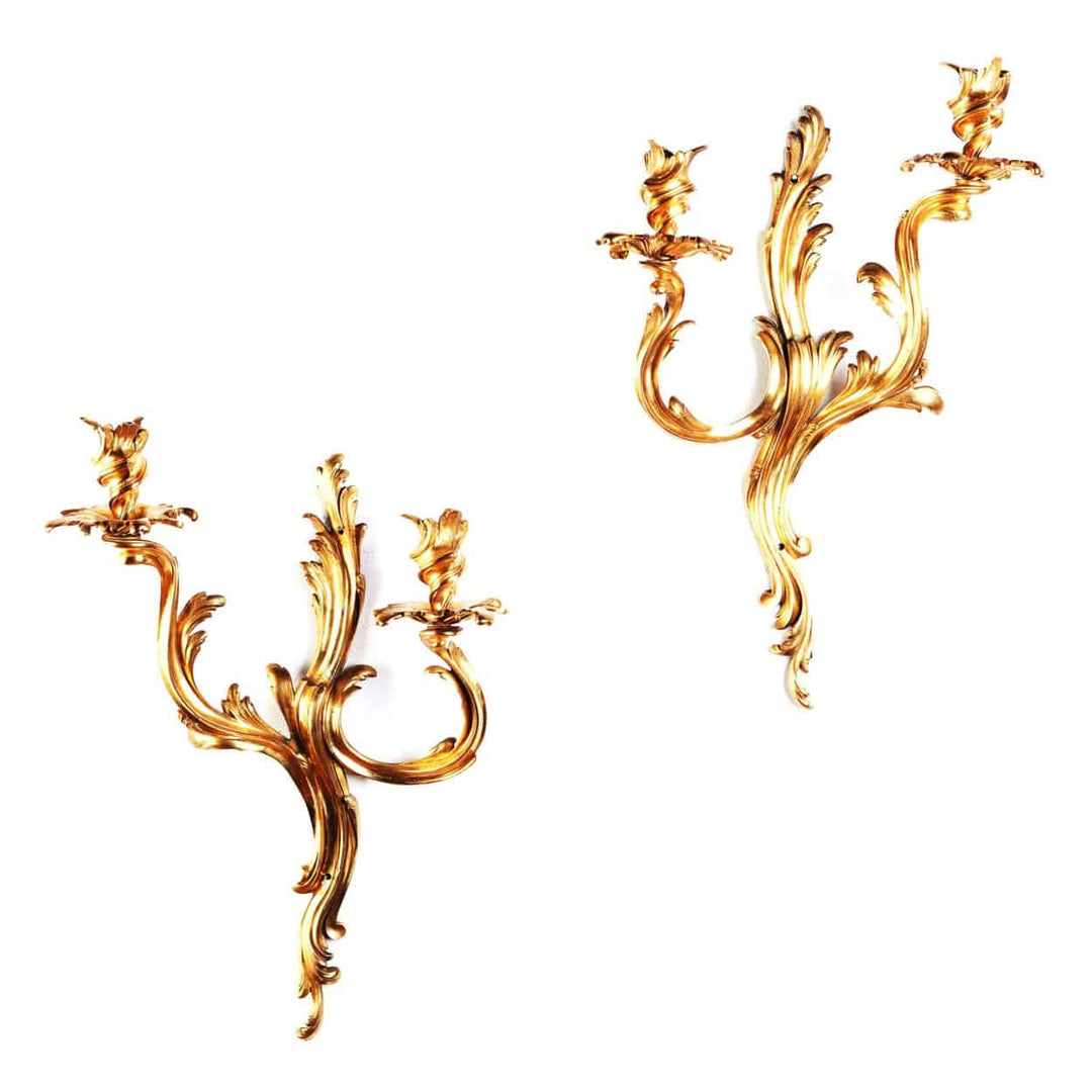 Pair Of Louis XV Ormolu Wall Lights / Appliques
